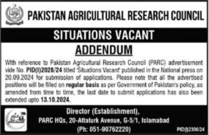 Pakistan Agricultural Research Council (PARC) Jobs 2024 