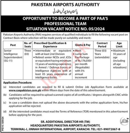 Pakistan Airports Authority (PAA) Jobs 2024 in Karachi – Apply Now for Exciting Government Aviation Careers